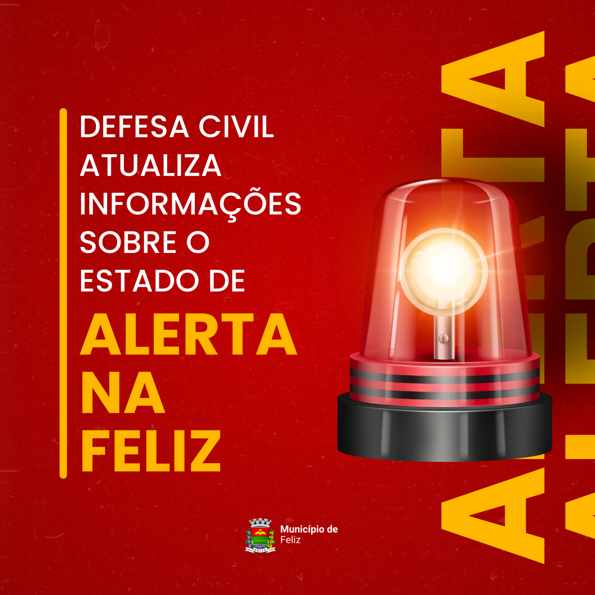 Imagem da notcia 'Defesa Civil atualiza informaes sobre estado de alerta na Feliz'
